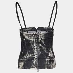 Pre Owned Dolce & Gabbana Black Denim Corset Top S