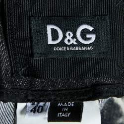 Pre Owned Dolce & Gabbana Black Denim Corset Top S