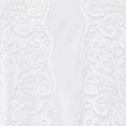 مملوكة مسبقًا Dolce & Gabbana White Modal Knit Lace Trim T-Shirt M