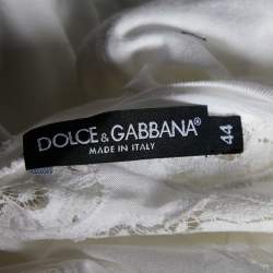 مملوكة مسبقًا Dolce & Gabbana White Modal Knit Lace Trim T-Shirt M