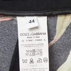 Pre Owned Dolce & Gabbana Black Floral Printed Crepe Tapered Trousers M