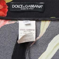 Pre Owned Dolce & Gabbana Black Floral Printed Crepe Tapered Trousers M