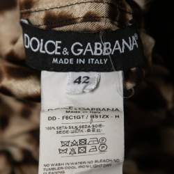 Dolce & Gabbana Brown Leopard Printed Silk Button Front Flared Leg Jumpsuit M