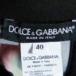 Pre Owned Dolce & Gabbana Black Floral Printed Mesh High Waist Midi Skirt S