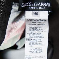 Pre Owned Dolce & Gabbana Black Floral Printed Mesh High Waist Midi Skirt S