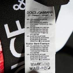 Pre Owned Dolce & Gabbana Black Floral Printed Jersey Logo band Detail Crop Top M