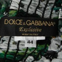 Pre Owned Dolce & Gabbana Green Floral Printed Chiffon Tie Detail Blouse M