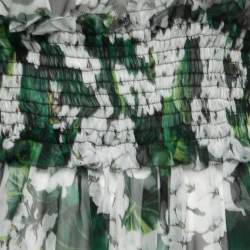 Pre Owned Dolce & Gabbana Green Floral Printed Chiffon Tie Detail Blouse M