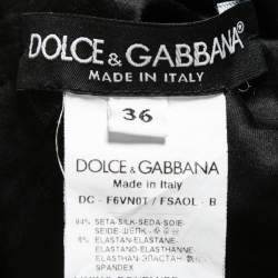 Pre Owned Dolce & Gabbana Black Lemon Printed Silk Ruched Maxi Dress XS