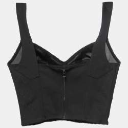 Pre Owned Dolce & Gabbana Black Nylon Sleeveless Cropped Corset Top S
