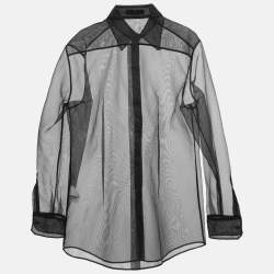 Pre Owned Dolce & Gabbana Black Nylon Transparent Full Sleeve Shirt M