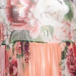Pre Owned Dolce & Gabbana Multicolor Floral Printed Silk Chiffon Asymmetrical Kaftan Tunic Dress M