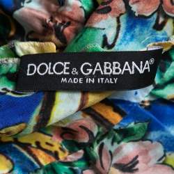 Dolce & Gabbana Blue/Multicolor Printed Silk Jumpsuit S
