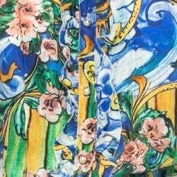 Dolce & Gabbana Blue/Multicolor Printed Silk Jumpsuit S