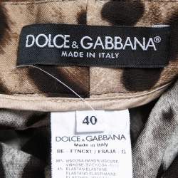 Pre Owned Dolce & Gabbana Brown Animal Print Crepe Shorts S