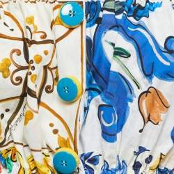 Pre Owned Dolce & Gabbana Multicolor Majolica Printed Cotton Off Shoulder Crop Top M
