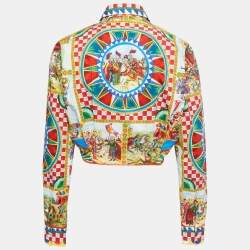 Pre Owned Dolce & Gabbana Multicolor Printed Cotton Knot Shirt M