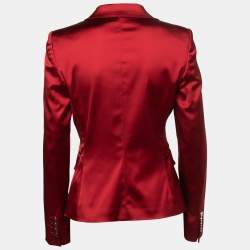 Pre Owned Dolce & Gabbana Red Satin Single Breasted Blazer M