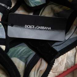 Pre Owned Dolce & Gabbana Black Floral Print Nylon Cropped Bralette Top M