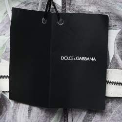 Pre Owned Dolce & Gabbana Purple/White Printed Cotton Lace Trimmed Sleeveless Top S