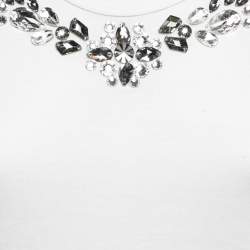 Pre Owned Dolce & Gabbana White Crystal Embellished Cotton Half Sleeve Crew Neck T-Shirt XS