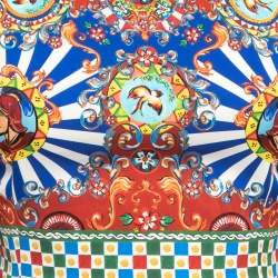 Pre Owned Dolce & Gabbana Multicolor Printed Silk Wide Kimono Sleeve Short Dress XS