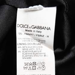 Pre Owned Dolce & Gabbana Black Space Print Crepe Long Sleeve Midi Dress M