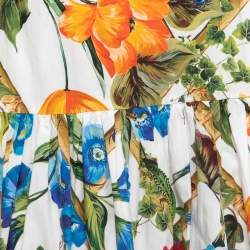 Pre Owned Dolce & Gabbana White Floral Printed Cotton Maxi Dress S