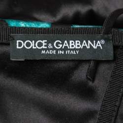 Pre Owned Dolce & Gabbana Green Animal Print Silk Satin Ruched Corset Detail Strappy Mini Dress S