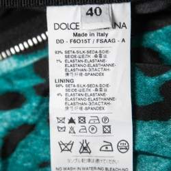Pre Owned Dolce & Gabbana Green Animal Print Silk Satin Ruched Corset Detail Strappy Mini Dress S