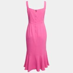 Pre Owned Dolce & Gabbana Pink Crepe Sleeveless Midi Dress S