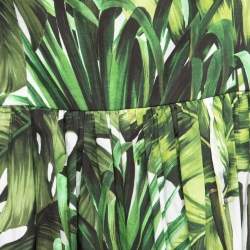 Pre Owned Dolce & Gabbana Green Leaves Print Cotton Halter Neck Short Dress XXL