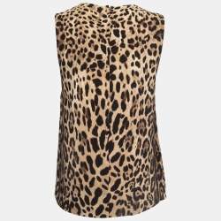 Pre Owned Dolce & Gabbana Brown Animal Printed Crepe Sleeveless Top S