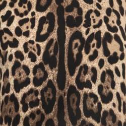 Pre Owned Dolce & Gabbana Brown Animal Printed Crepe Sleeveless Top S