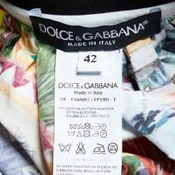 Pre Owned تنورة ميدي دولتشي آند غابانا قطن بطبعة بوست كارد سيسيليان متعدد الألوان مقاس صغير - سمول