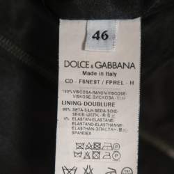 Pre Owned Dolce & Gabbana Navy Blue Floral Printed Crepe Long Sleeve Midi Dress L