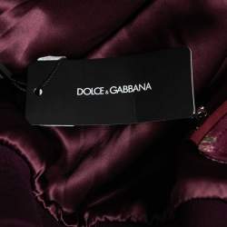 مملوكة مسبقًا Dolce & Gabbana Burgundy Peacock Feather Print Synthetic Zip Front Bomber Jacket L
