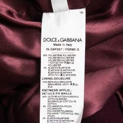 مملوكة مسبقًا Dolce & Gabbana Burgundy Peacock Feather Print Synthetic Zip Front Bomber Jacket L