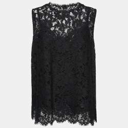 Pre Owned Dolce & Gabbana Black Lace Oversized Sleeveless Top XL