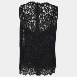 Pre Owned Dolce & Gabbana Black Lace Oversized Sleeveless Top XL