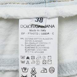 Pre Owned Dolce & Gabbana Light Blue Distressed Denim Frayed Skinny Jeans S