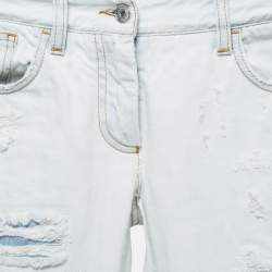 Pre Owned Dolce & Gabbana Light Blue Distressed Denim Frayed Skinny Jeans S