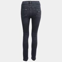 Pre Owned Dolce & Gabbana Charcoal Grey Distressed Denim Frayed Skinny Jeans S
