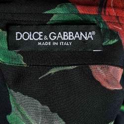 Pre Owned Dolce & Gabbana Black Rose Printed Silk Button Front Shirt S