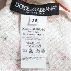Pre Owned Dolce & Gabbana Cream Floral Printed Linen Short Sleeve Top S