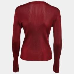 Pre Owned Dolce & Gabbana Red Knit Button Front Cardigan L