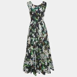 Pre Owned Dolce & Gabbana Black Floral Printed Cotton Maxi Dress M