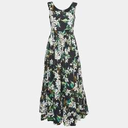 Pre Owned Dolce & Gabbana Black Floral Printed Cotton Maxi Dress M