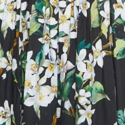 Pre Owned Dolce & Gabbana Black Floral Printed Cotton Maxi Dress M