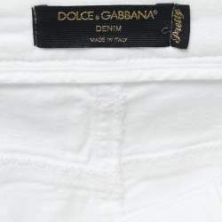 Pre Owned Dolce & Gabbana White Denim Pretty Skinny Jeans M Waist 30"